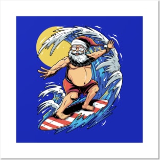 Surfing Santa Posters and Art